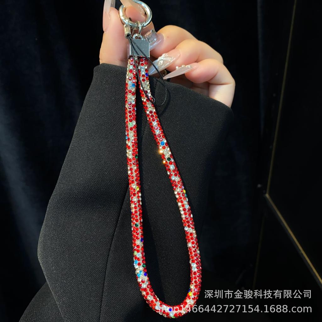 Phone Lanyard Colorful Dopamine Rhinestone Phone Chain Wrist Style High-End Fashion Versatile Hanging Decoration Wholesale