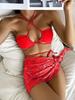 2024 European & American Sexy Bikini Three-Piece Swimwear Set: Swimsuit, Split Yarn Skirt, Women's Bikini