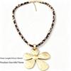 Bohemian Matte Gold Flower & Leopard Print Pendant Necklace