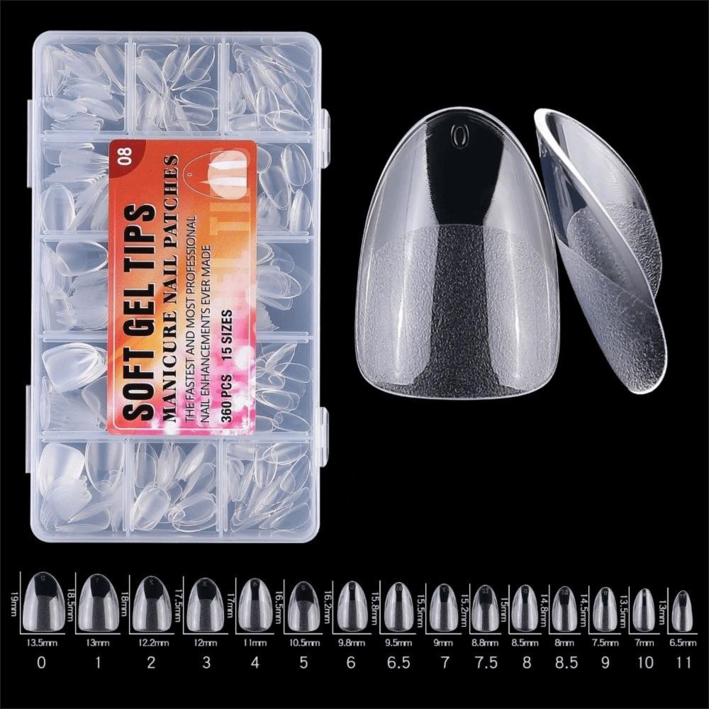 360Pcs Ultra-short Semi-frosted Transparent Nail Plates Traceless Full Cover Dual Nail Forms Almond Oval Coffin Square Reusable