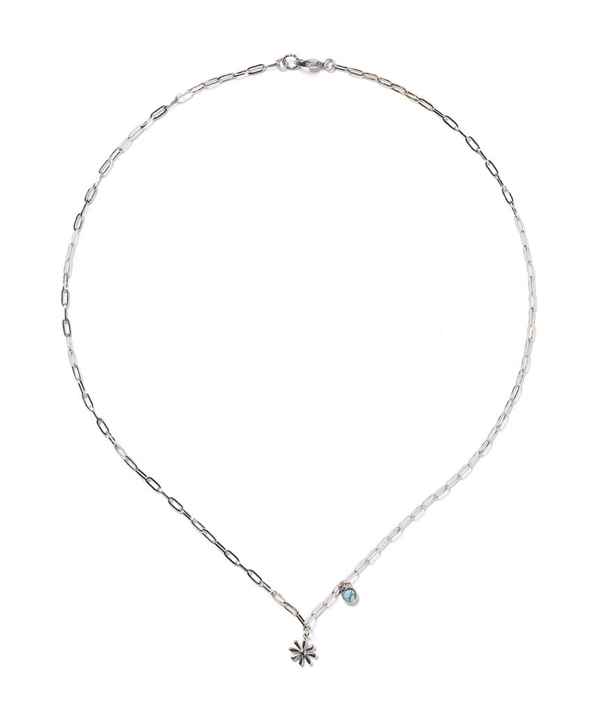Polalita Surgical Link Chain Mini Flower Turquoise Charm Necklace (Plt-Nl-033_Sv)