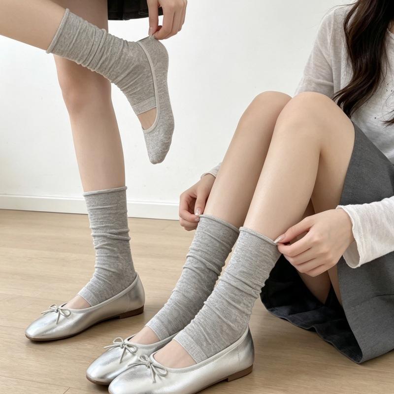 Summer Lightweight Stocking Pile-up Socks for Women, Ankle-length Leg Warmers, Versatile Socks