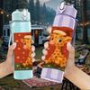 1PC Christmas Giraffe Cartoon 750ml Color Plastic Sports Water Bottle Leakproof Flip Straw Lid Suitable for Sports Office Home Use