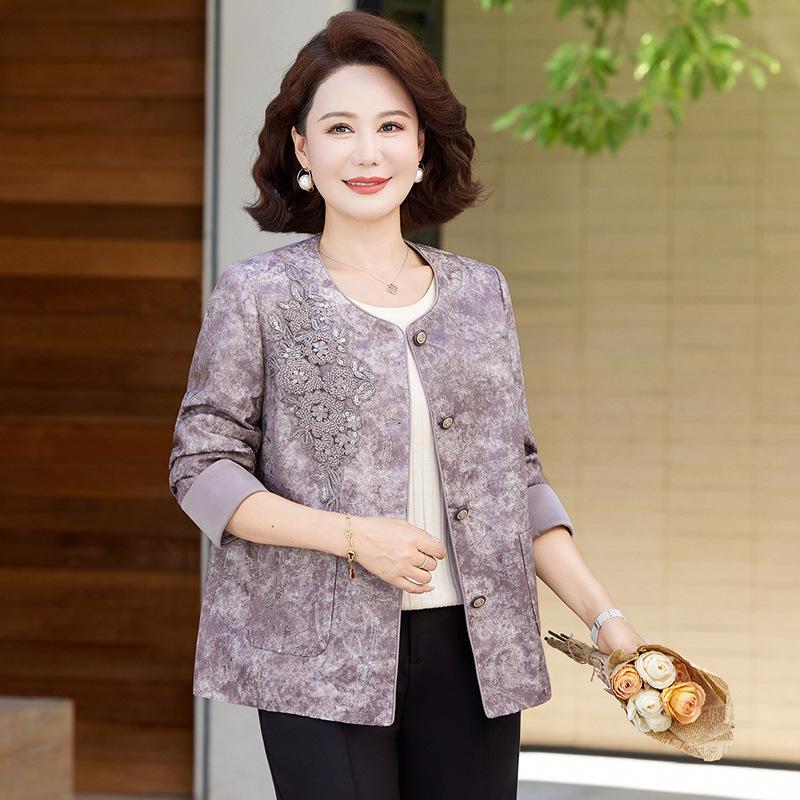 

Подчеркните свой стиль нашей новой элегантной курткой в китайском стиле для женщин среднего возраста — идеально для весны и осени. XL серый/фиолетовый