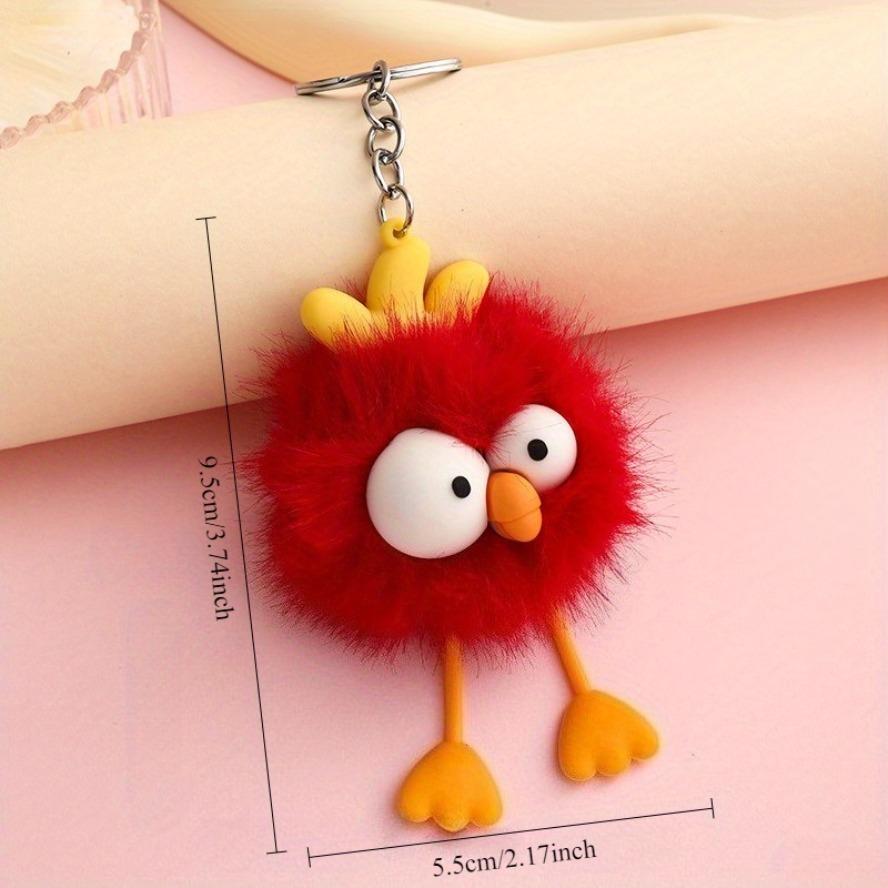 Cute Chick Pom Keychain Cartoon Lovely Pendant Car/ Bag Decor Valentine's Gift for Girlfriend Easter Present