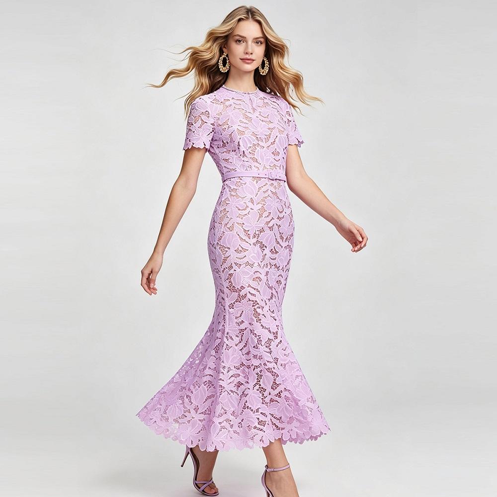 Korte mouw Plus size kant vintage bloemen nieuw in jurken voor vrouwen casual lange zomerjurk