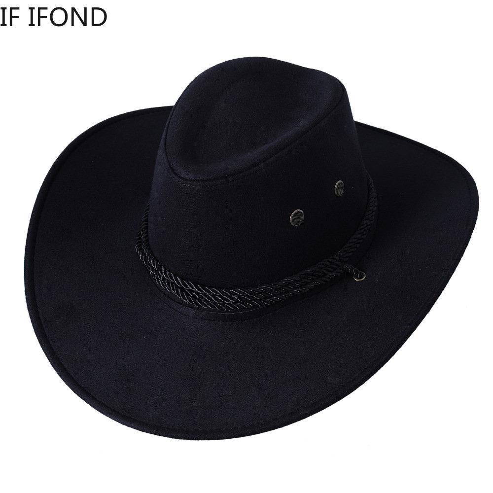 Artificial Suede Western Cowboy Hats Big-edge Gentleman Cowgirl Jazz Hat Outdoor Vacation Cap Party Cosplay Hat
