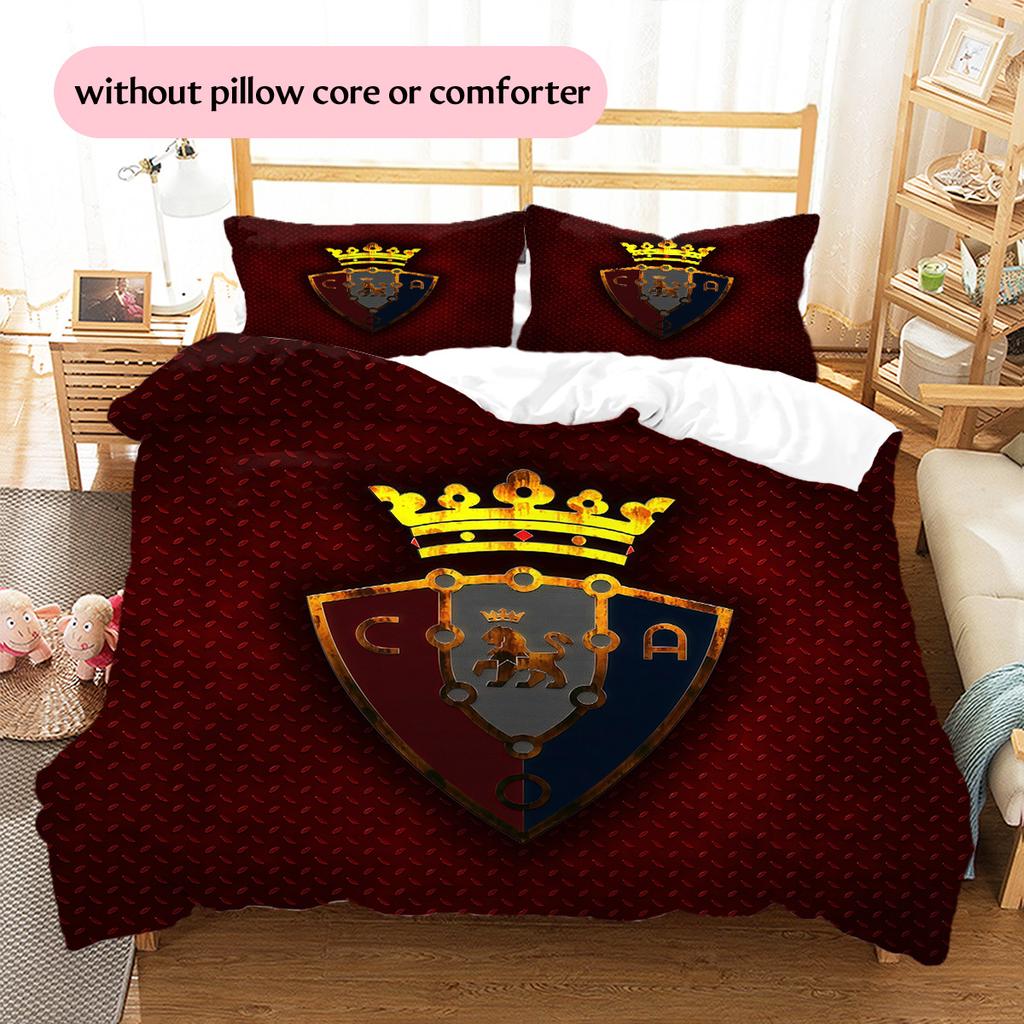 CA Osasuna Pattern Bedding Quilt Set Home Decoration Gift (1 * duvet cover + 2 * pillowcase without core)