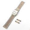 304 Solid Stainless Steel Strap 20mm 22mm Folding Buckle Curved End Men Women 5 Pointer Gold Metal Watch Band Accessories