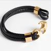 European and American Men, Bracelet Gold Personalized Cowhide Woven Boat Anchor, Genuine Leather Bracelet Leather Rope