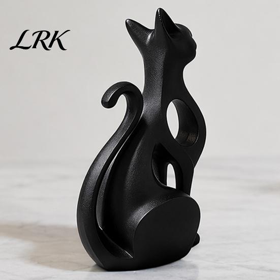 Bookshelf Cat Ornament 3D Printed Hollow Figurine, Modern Abstract Sitting Kitten Statue, Decor Artistic Animal Sculpture for Home Decoration,