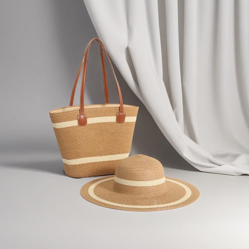 Trendy French One-Shoulder Straw Tote: Large-Capacity Woven Beach & Vacation Handbag for Women