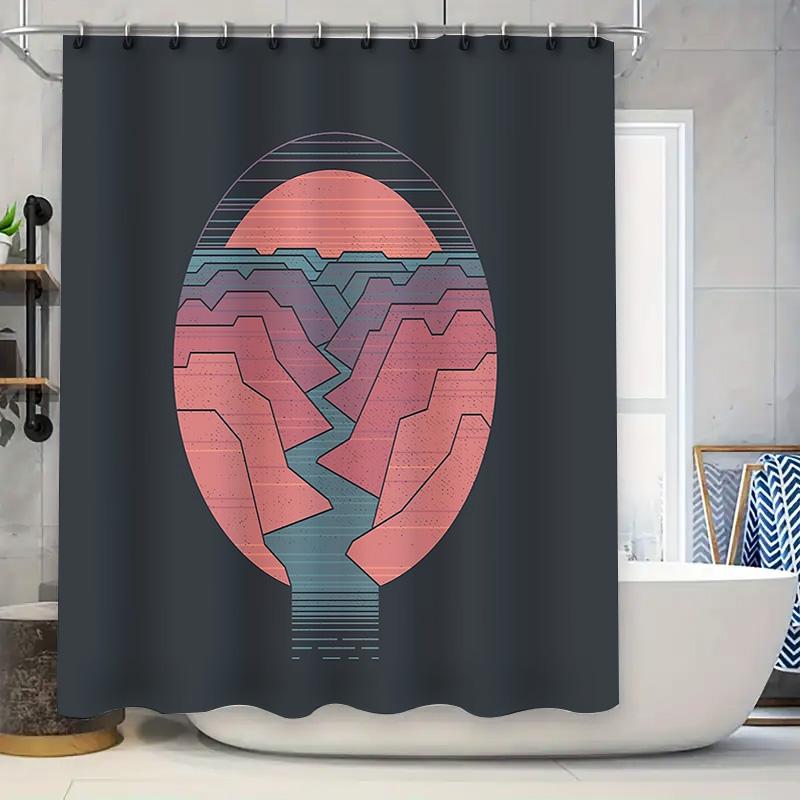 

Abstract Mountain Landscape Shower Curtain Nature Forest Backdrop Scenic Waterfall Art Decor Bathroom Curtains Modern Home Texti W60H190(CM)-1 Pcs