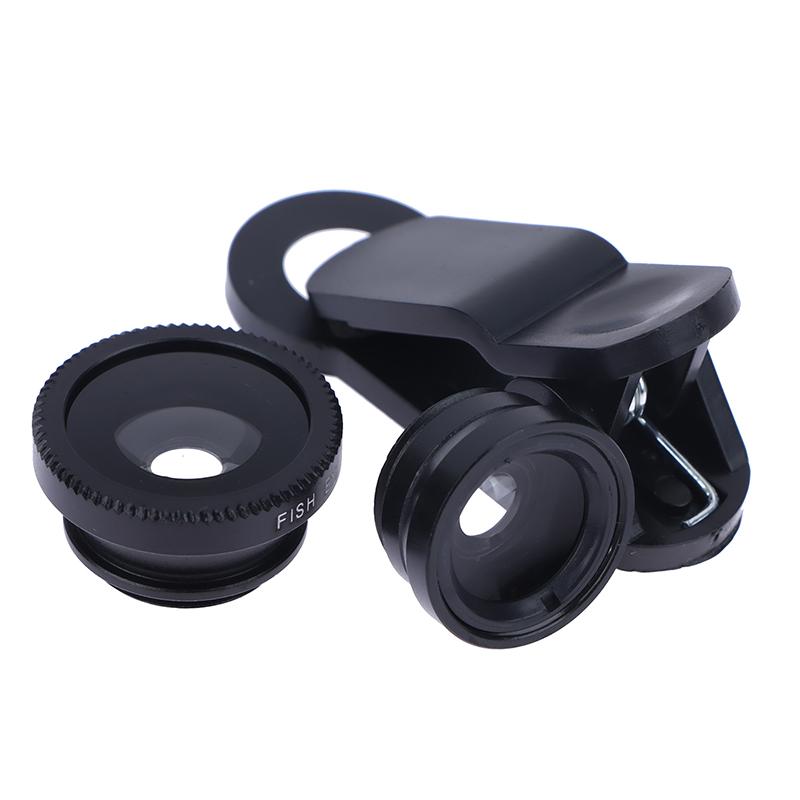 0.65X Geniş Açı Zoom 180 Derece Balık Gözü Makro Lensler Klipsli Lensli Kamera Kitleri Telefonda 3'ü 1 Arada Balık Gözü Telefon Lensi