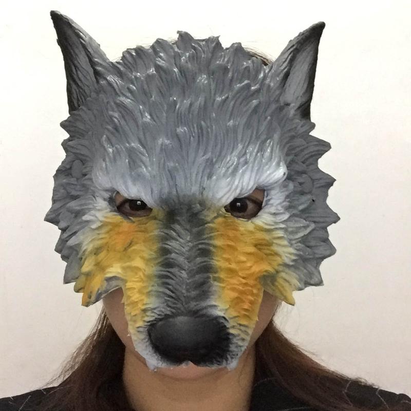3D Wolf for Head Mask Halloween Party Wolf Costume Mask for Women Men Halloween Dress-up Christmas Party Stage Performan