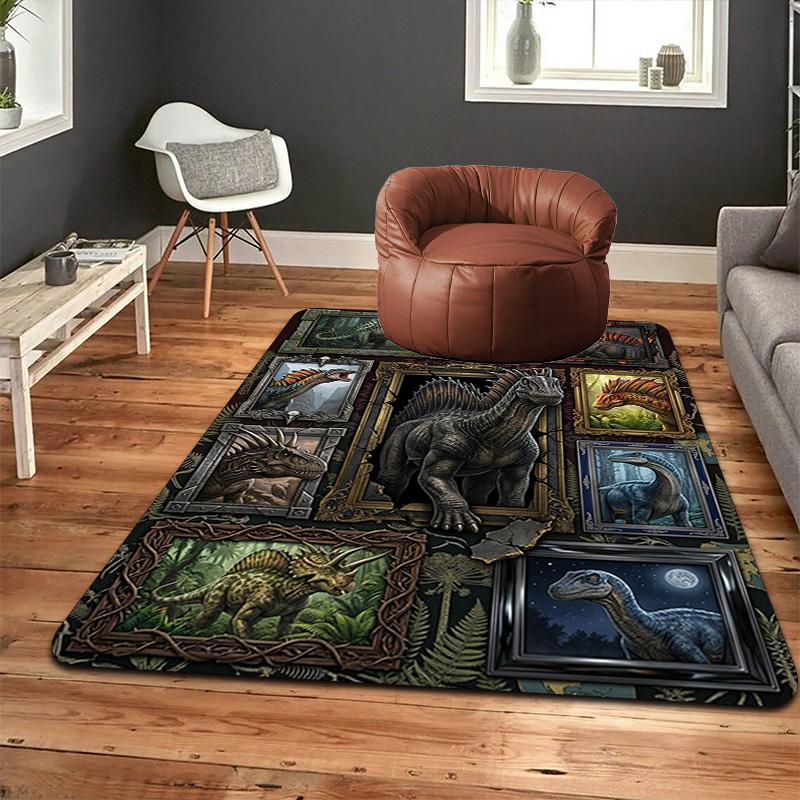 Dinosaur Gallery Pattern Rug Floor Mat for Living Room or Bedroom Soft and Comfortable Carpet a Gift for Birthday and Holiday.