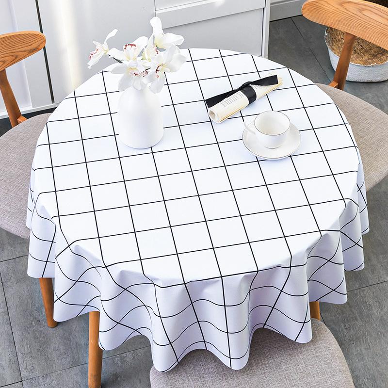Pvc Waterproof Table Cloth Oil Proof Wipeable Round Tablecloth Print Table Cover Desk Cloth For Kitchen Garden Dining  Wedding