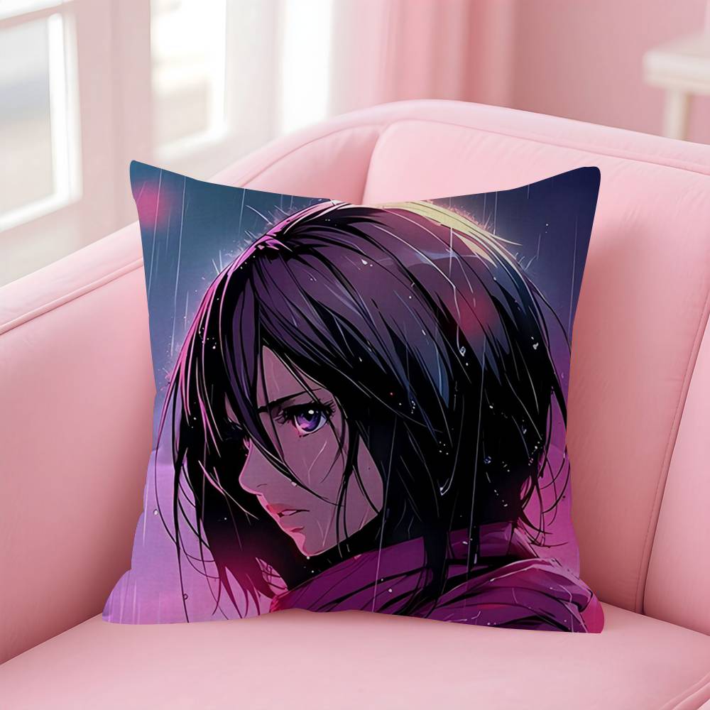 Anime AAttack On Titan Mikasa Ackerma Pillow Cushion Cover Pillowcase Living Room Sofa Home Decor Customized