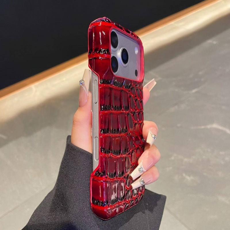 Luxury Retro Bright Glossy Crocodile Leather Case For 17 Air 16 15 14 13 Plus Pro Max 11 Business Shockproof Armor Cover