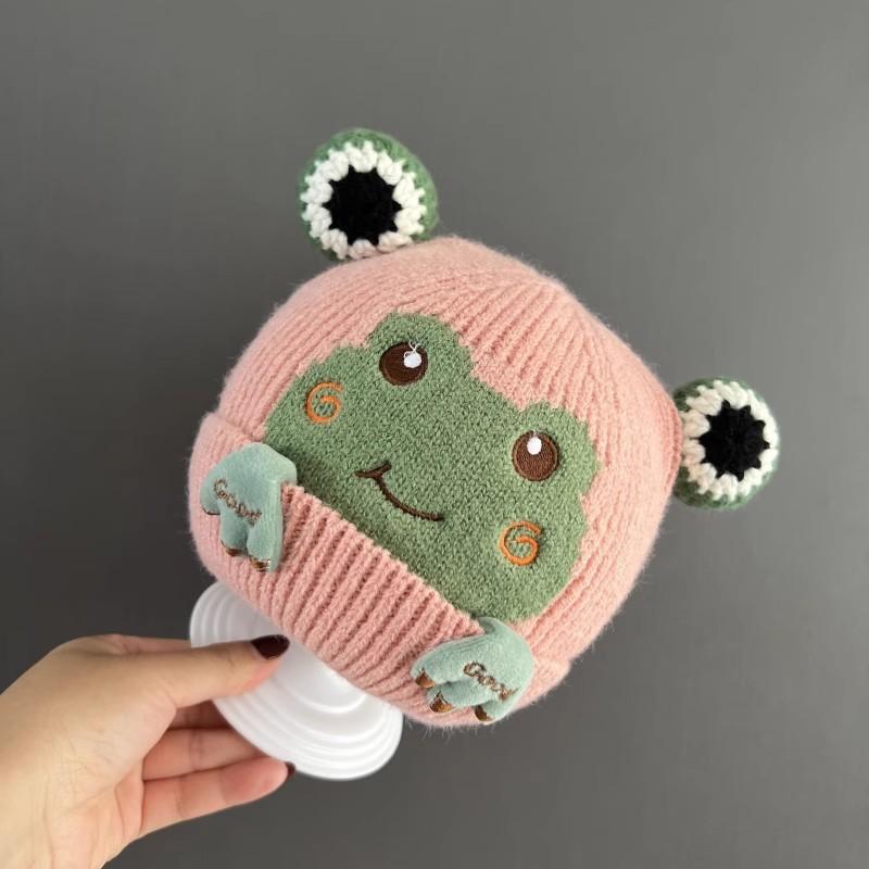 

Cute Frog Baby Knitted Hat Cartoon Kids Winter Warm Ear Protection Cap Toddler Beanie Children Crochet Bonnet