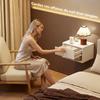 Set of 2 Wall-Mounted Nightstands, Grooved Drawer, Open Shelf, 40x30x25 cm, White