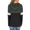 Women's Fashionable Casual Color Blocked Hooded Pocket Loose Long Sleeved Pullover Top