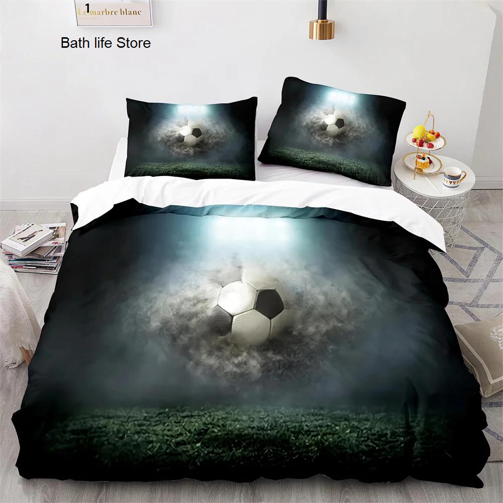 Anime Football Bedding Set Ball Sport Duvet Cover Set Double Queen King Twin Full Size Boys Teens Soccer Duvet Cover 2/3pcs Gift