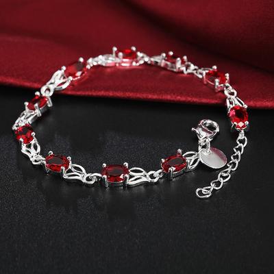New Copper Plated Bracelets for Women Wild Red Crystal Chain Fashion Lady Wedding Party Christmas Gifts Jewelry