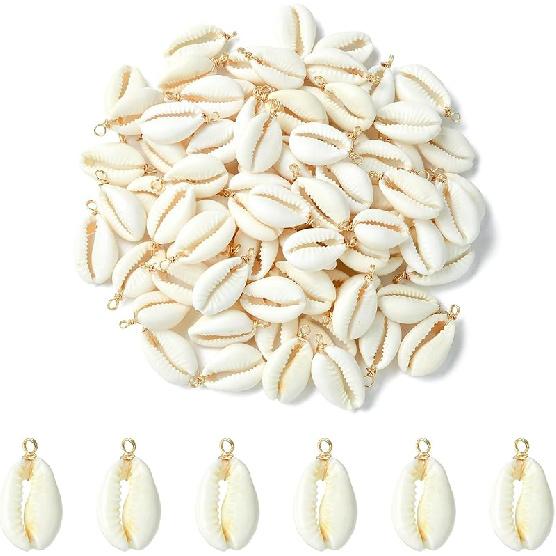 Airssory 100 Pcs Ocean Life Charms Natural Cowrie Shell Charms for Earring Bracelet Necklace Jewelry DIY Craft Making
