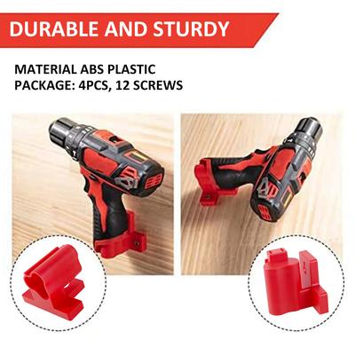 4Pcs Power Tool Holder Plastic Electric Tool Battery Dock Holder Heavy Duty Hanger with Screws for Milwaukee M12 Drill Storage