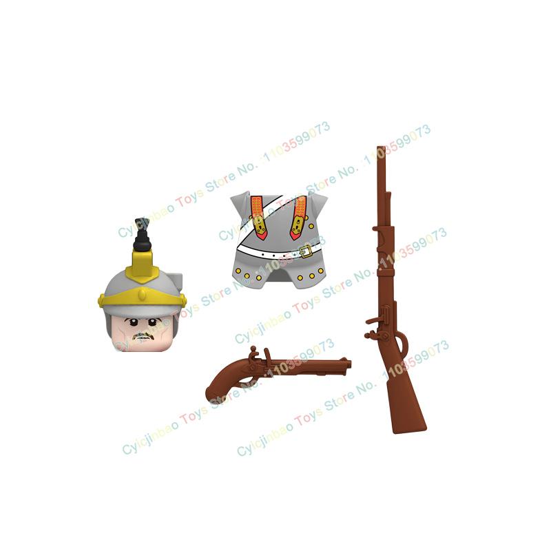 Napoleonische Kriege Britische Französische Füsiliere Dragoner Bausteine Actionfiguren Zubehör Kopf Waffe Kinderspielzeug N001-048