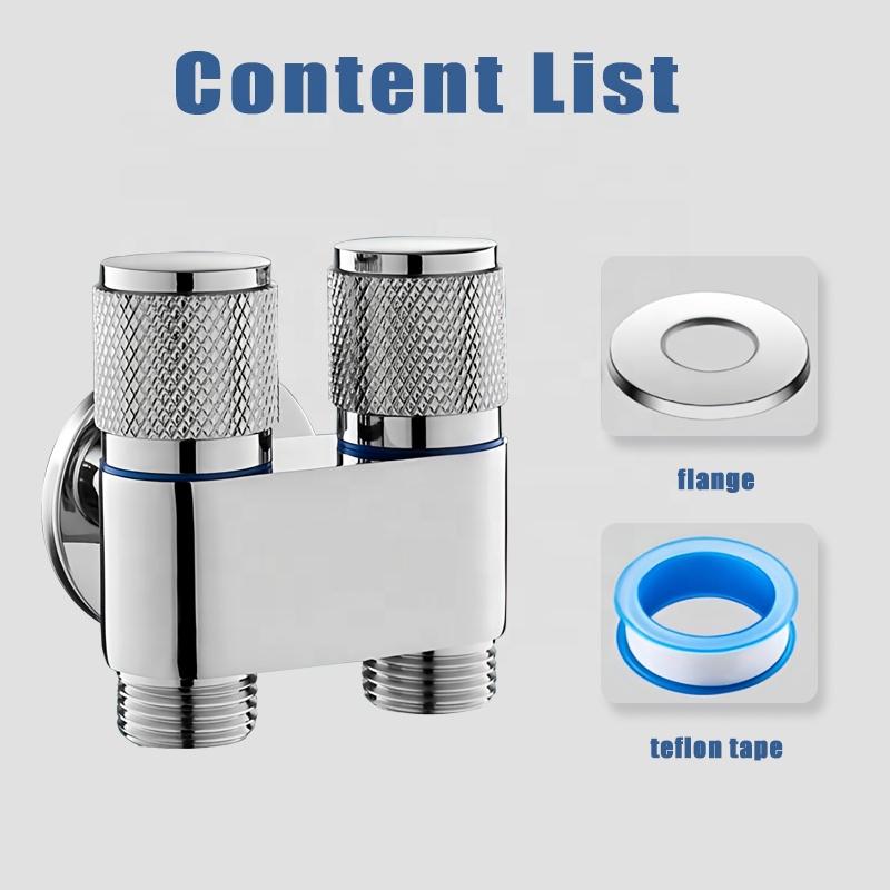 G1/2" Standard Messing 1 in 2 Aus Winkelventil Reinigungs-Toiletten-Bidet-Sprüher Shattaf Doppelgriff Wandmontage Set für Badezimmer