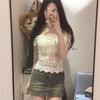 Pure Desire Hottie Sexy One-word Shoulder Lace Short-sleeved T-shirt Women's Summer Tight Short Thin Temperament Unique Top