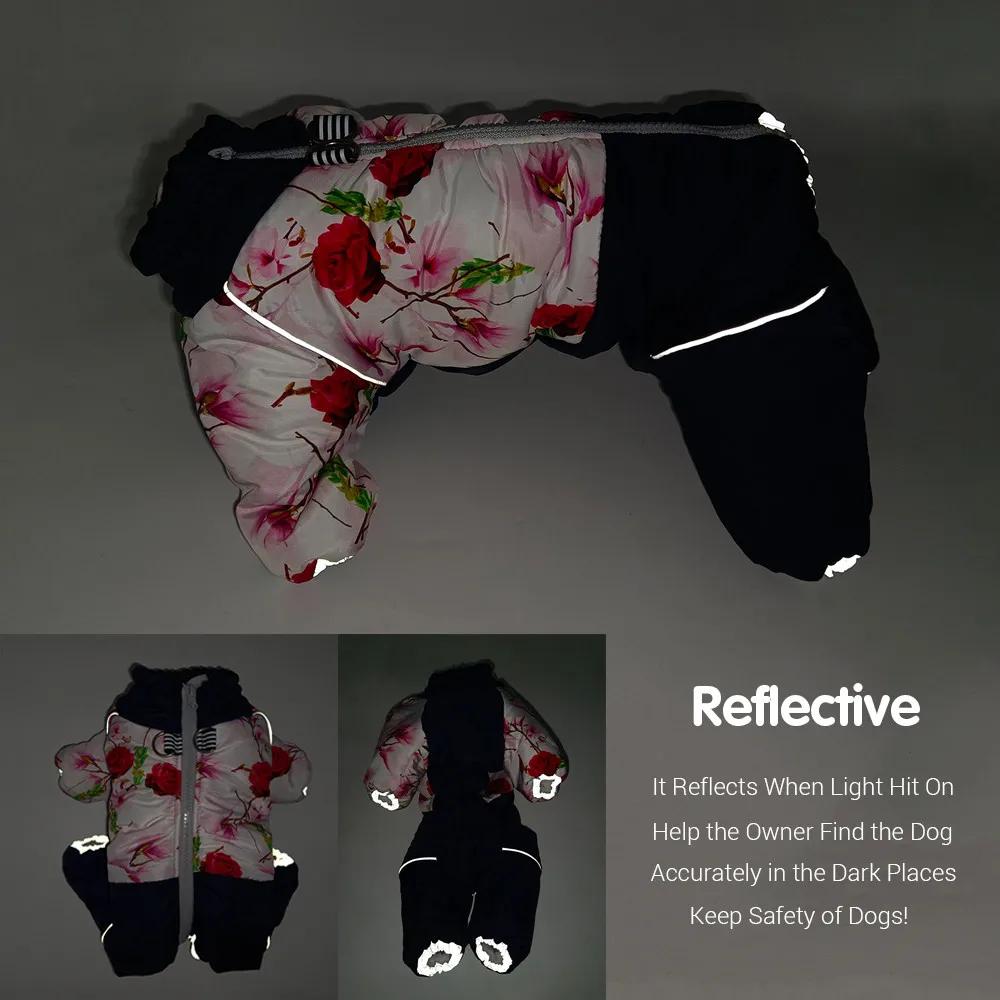 Winter Pet Jacket for Small Dogs Waterproof Windproof Zip-Up Snowsuit Fully Covered Belly Thicken Overalls for Girl/Boy Dogs