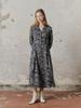 FREAKS BY KIMTAEHOON Japan Flower Print Suede Touching Premium Satin Maxi Shirt Dress_Flower Green