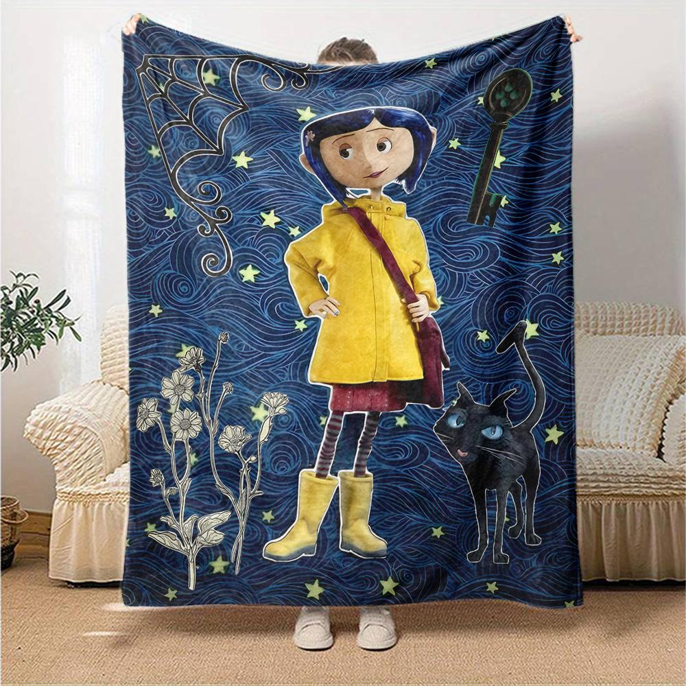 1pc Coraline (5) Blanket, Gift, for Men and Women, Soft Blanket, Good for Sofa Bed Couch Travel, Lightweight Flannel Blanket
