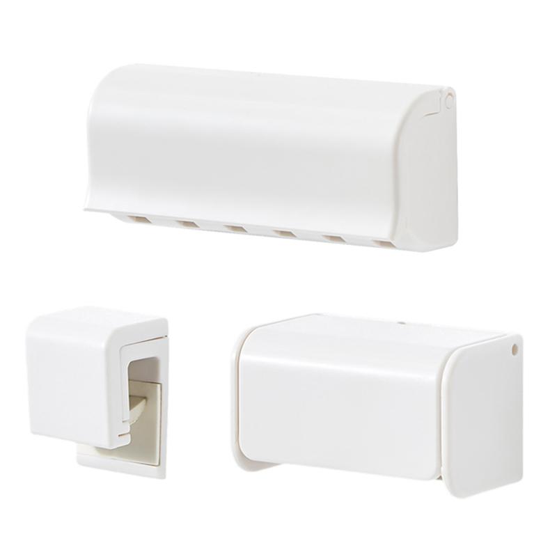 Punch-Free Wall-Mounted Toothbrush Holder Toothpaste Holder Toothpaste Storage Rack Bath Organizer Bathroom Accessories