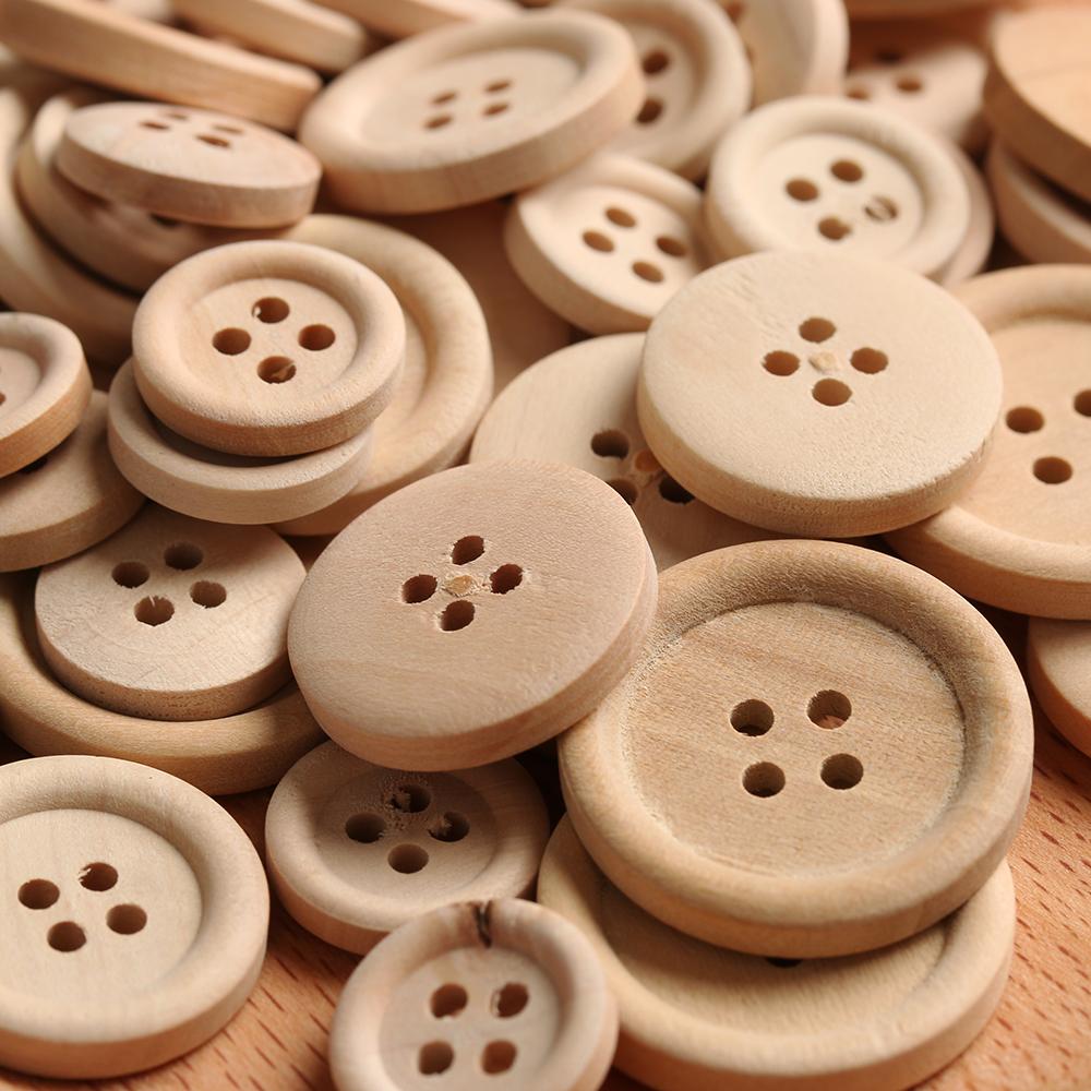 50pcs/bag Mixed flower style Carved wooden Round Sewing Buttons DIY Craft Scrapbooking Wood Buttons Fitted Scrapbooking Sewing