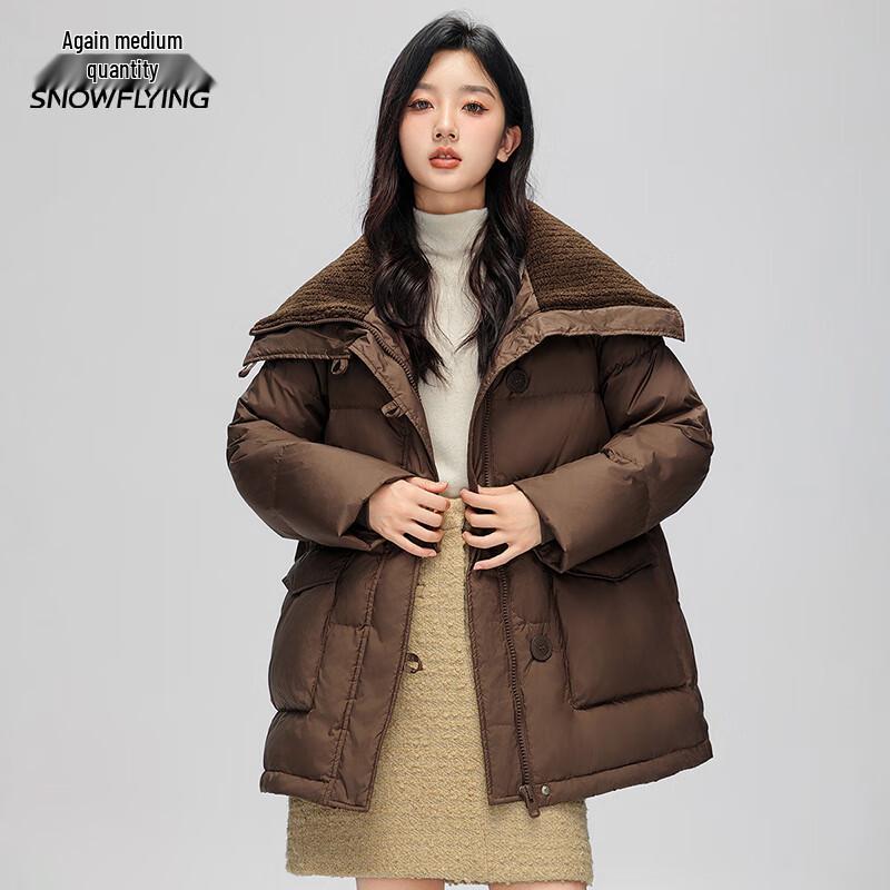 Xuezhongfei Women's Mid-Length Loose Lapel Down Jacket