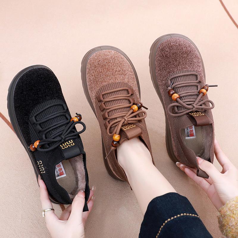 Women's Large Size Soft Sole Winter Warm Fur One Stirrup Snow Boots Padded Lined Ankle Boots Anti-slip Hiking Casual Sports Cotton Boots