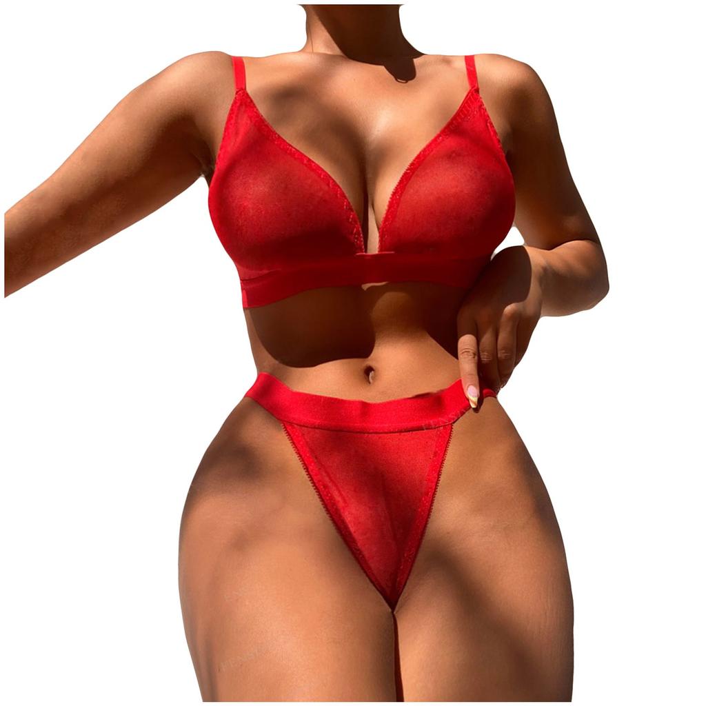Women's Fashion Sexy Lace Two-Piece Suit Color Wireless Bra Underwear Panties