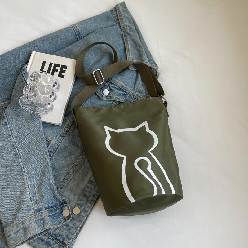 Geantă de umăr pentru femei cu imprimeu pisică Geantă tote de mare capacitate
