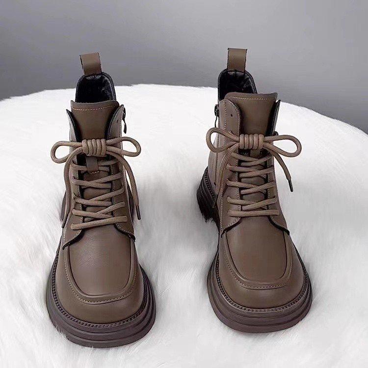 Autumn and winter ins wind Martin boots new velvet short tube British style soft leather thin boots short boots
