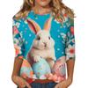 Damen Osterhasen T-Shirt Mode Langarm Rundhals Normales Oberteil Feiertagswochenende Print Floral Rot Frühling Herbst Outfit