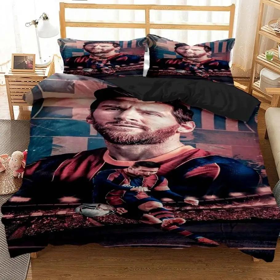 

Футбольна суперзірка Мессі Постільна білизна 3D-друк ФК Барселона Підковдра Постільна білизна М яка Королівський Повний розмір Постільна білизна Для хлопчика AU Double(180*210cm)3pcs