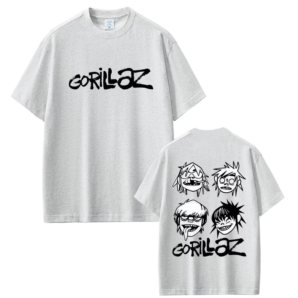 T-shirt Rock Band Gorillaz Unisexe Vêtements Unisexes Mode Hip Hop Streetwear Unisexe Vintage Décontracté T-shirts Doux en Coton Streetwear