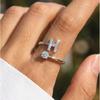 Dainty Zircon Alphabet A-Z Letter Rings for Women Girls Adjustable Name Initial Female Finger Ring Daily Wedding Jewelry Gift