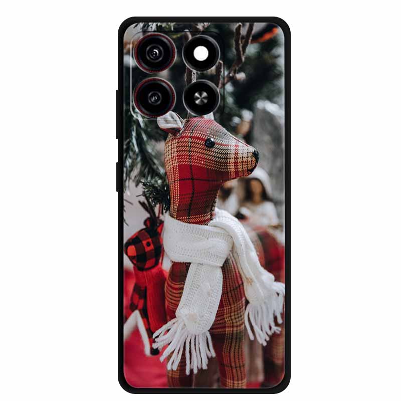 Christmas Cover For ZTE Blade A35 A55 Case Black Silicone Cases for ZTE Blade A55 Cartoon Santa Claus Christmas Tree Back Cover