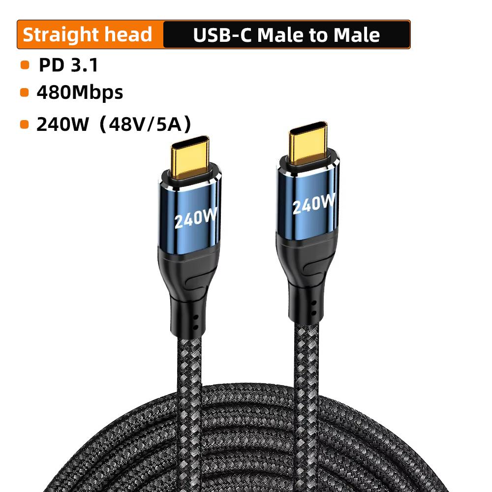 

240 Вт USB Type C кабель сверхбыстрой зарядки для iPhone 15 Pro Max Macbook Samsung S23 Plus Xiaomi PD3.1 Data Charger Wire USBC 2 м 3 м 0.5m