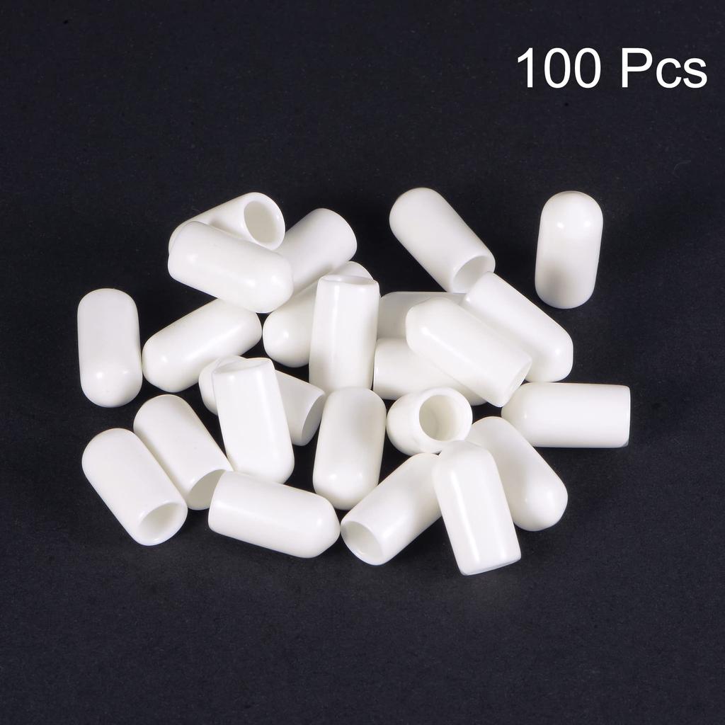 uxcell 100 Stück Runde Gummi-Endkappen Vinyl-Abdeckung Schraubenschutz 6mm Weiß